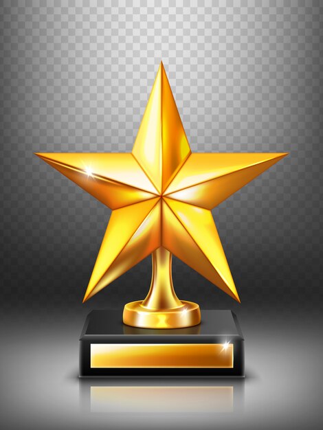 Trofeo de oro con estrella, premio moderno ganador