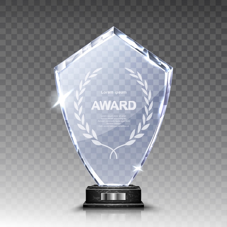 Vector gratuito trofeo de vidrio o acrílico premio al ganador realista