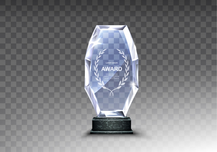 Vector gratuito trofeo de vidrio o acrílico premio al ganador realista
