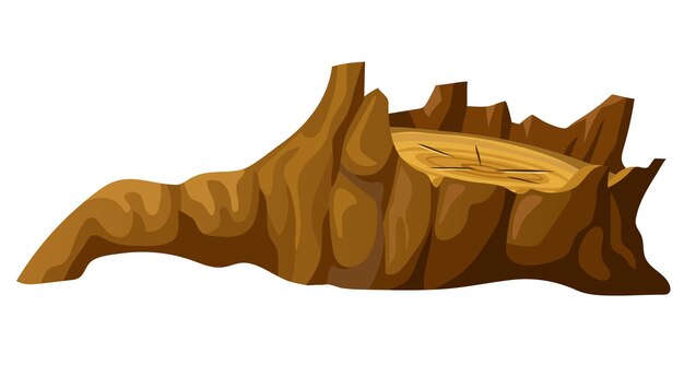 Tronco de tocón Pedazo de madera de dibujos animados Roble roto tilo arce cedro