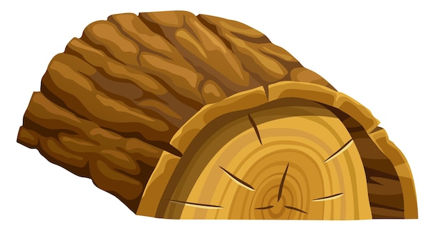 Vector gratuito tronco de tronco pieza de madera de dibujos animados roble roto tilo arce cedro