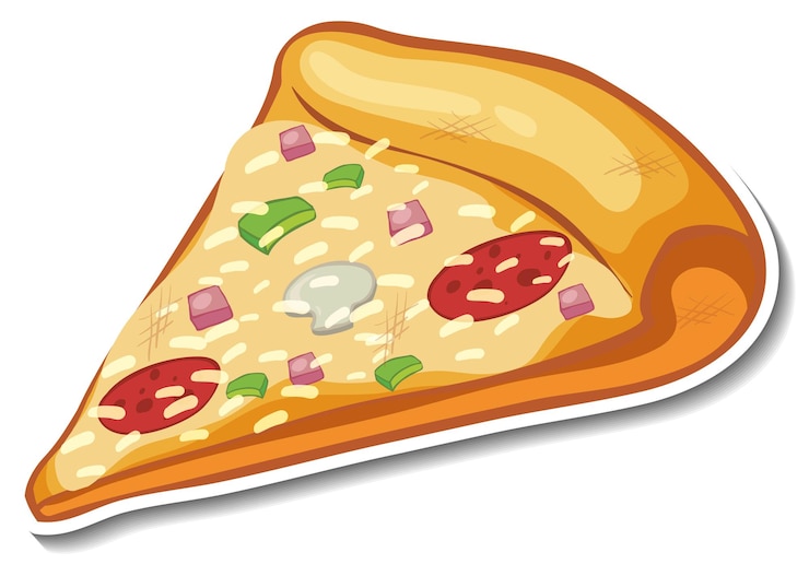 Vector gratuito un trozo de pizza italiana pegatina sobre fondo blanco.