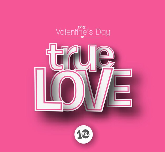 Truve Love Paper Cut Antecedentes del día de San Valentín, ilustración vectorial.