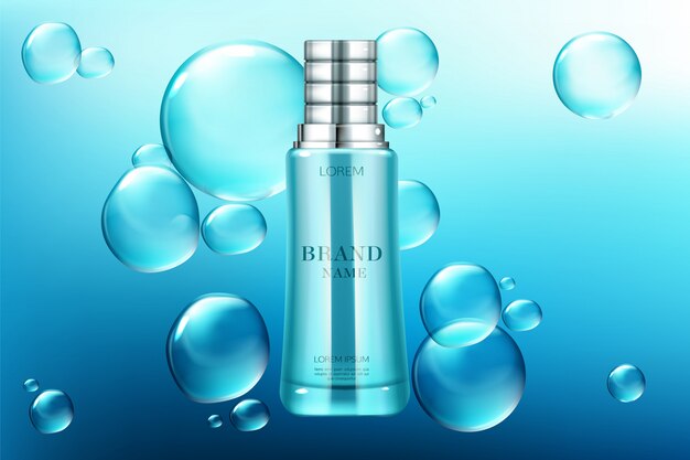 Tubo cosmético publicitario, botella de cosméticos de belleza