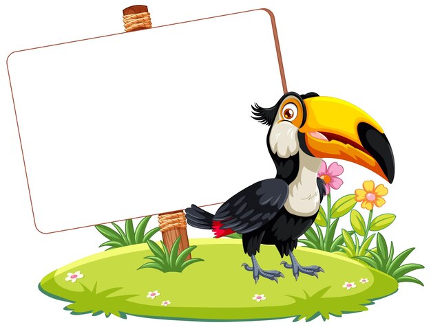 Tucano con una ilustración en blanco