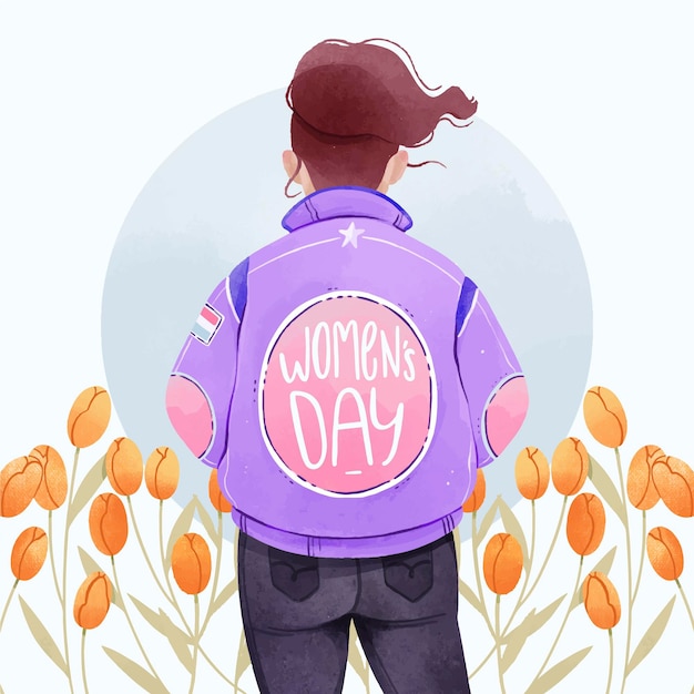 Vector gratuito tulipanes de acuarela para el día internacional de la mujer.