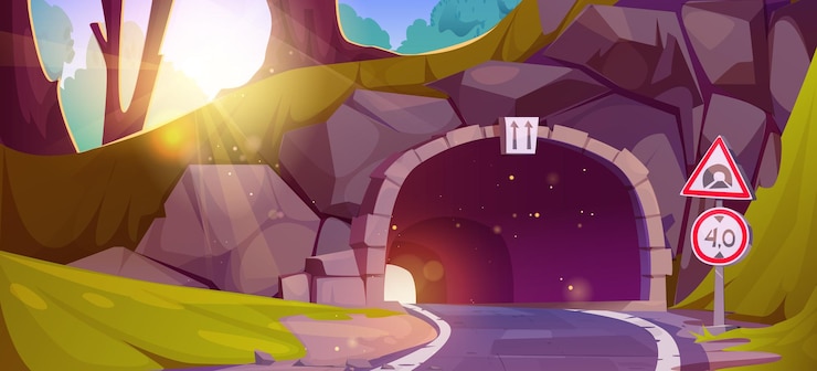 Vector gratuito túnel de carretera en el bosque de verano