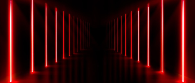 Túnel de luz de neón sobre un fondo negro