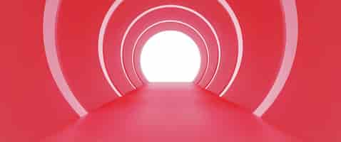 Vector gratuito túnel rojo con arcos redondos y luz al final