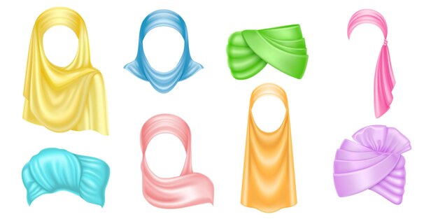 Turbante de colores y tocado árabe hijab