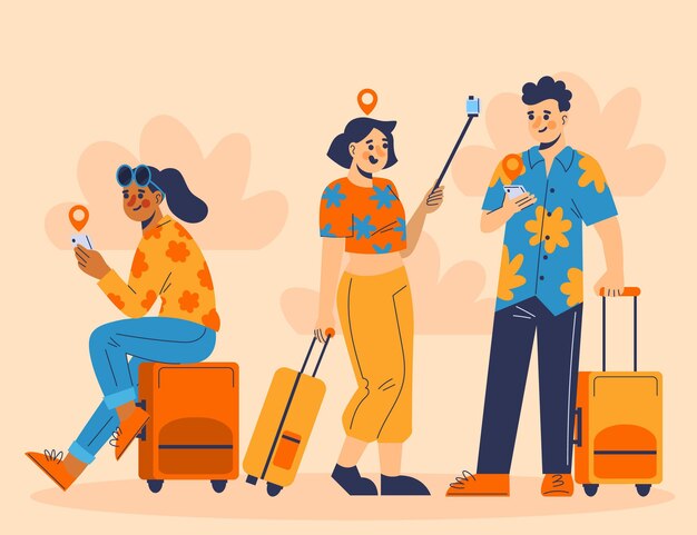 Turistas dibujados a mano ilustrados
