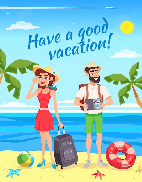 Vector gratuito turistas durante la ilustración de vacaciones de verano