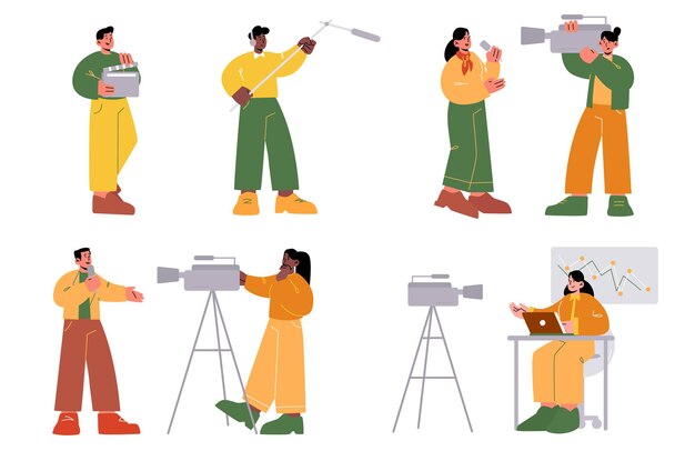 Tv trabajadores profesionales periodistas camarógrafo