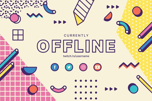 Twitch banner en estilo memphis