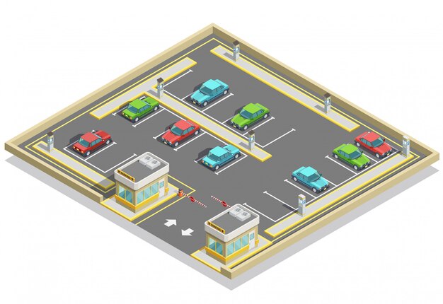 Ubicación isométrica de la zona de estacionamiento