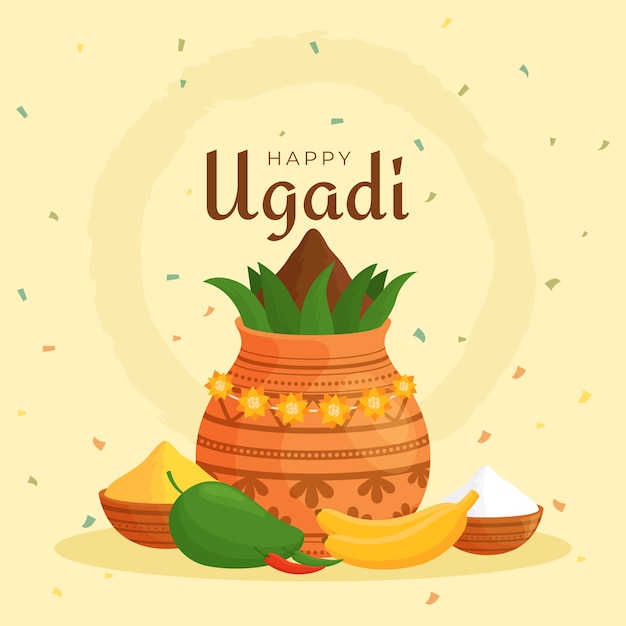 Ugadi con planta en maceta