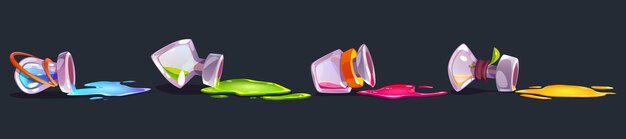 Ui derramó una botella de vidrio de poción para el vector del juego de magia.