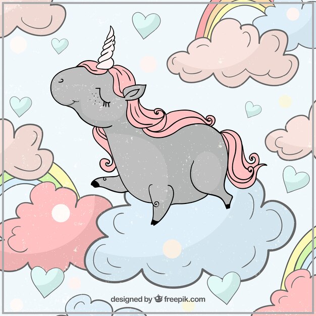Unicornio ilustrado en estilo lindo