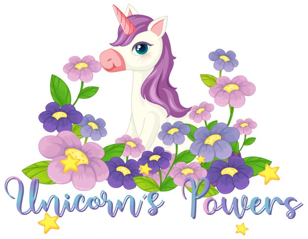 Unicornio en el letrero del jardín de flores