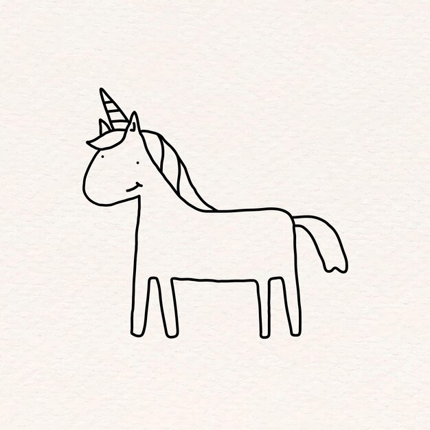 Unicornio lindo dibujado a mano estilo doodle en vector de fondo beige