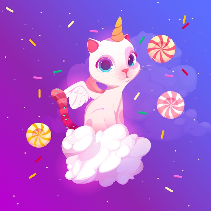Vector gratuito unicornio lindo de dibujos animados con dulces