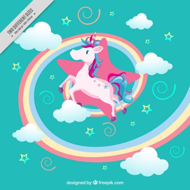 Unicornio en un mundo de fantasía