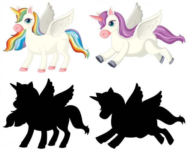 Unicornio con su silueta