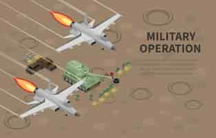 Vector gratuito unidades de aviadores de las fuerzas aéreas militares armadas equipadas para operaciones especiales en tierra de combate ilustración isométrica