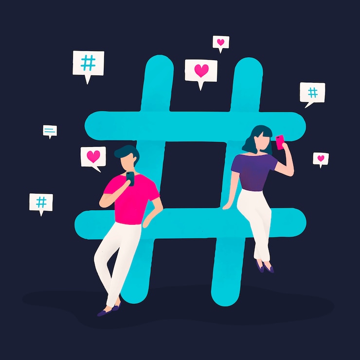 Vector gratuito usuarios con un hashtag vector