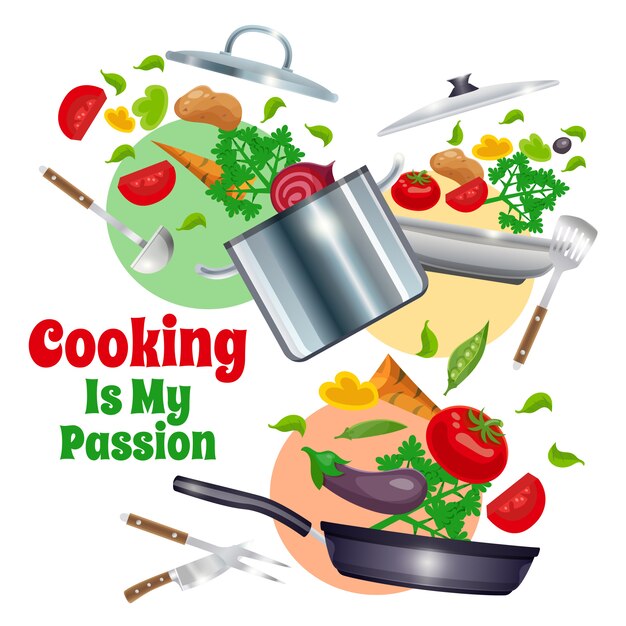 Utensilios De Cocina Y Composición De Verduras