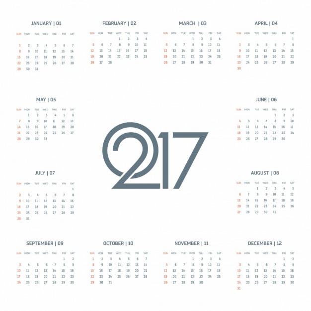 Vector gratuito Útil calendario para el año 2017