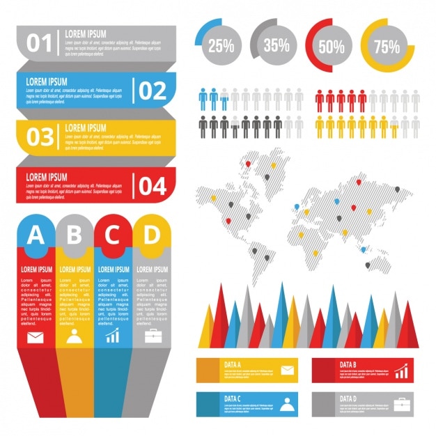 Vector gratuito útil plantilla de infografía con diferentes herramientas 