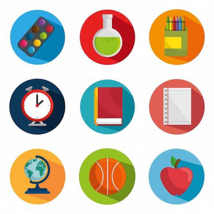 Vector gratuito útiles escolares educación