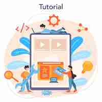 Vector gratuito ux ui designer servicio en línea o plataforma mejora de la interfaz de la aplicación para el usuario concepto de tecnología moderna tutorial en línea ilustración de vector plano