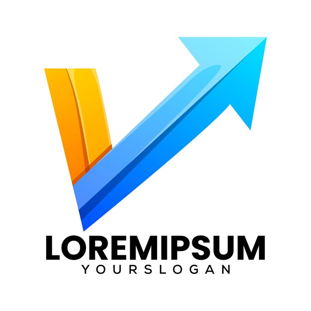 V diseño de logotipo de la letra del icono colorido
