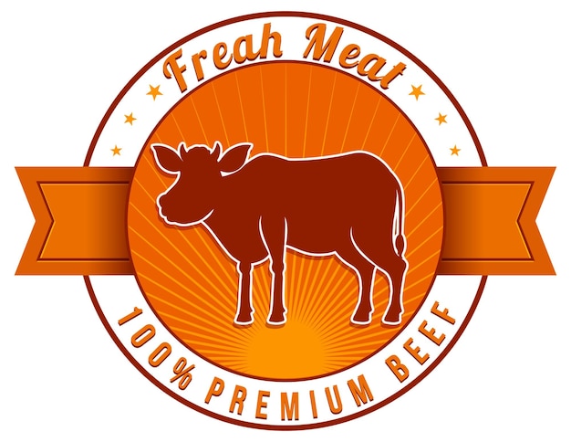 Una vaca con una etiqueta de carne fresca