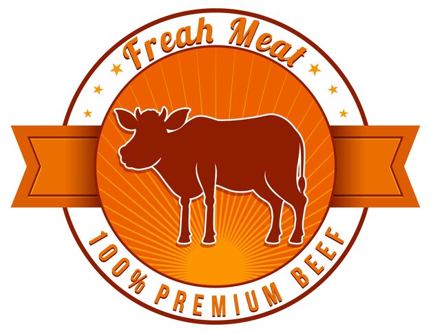 Una vaca con una etiqueta de carne fresca