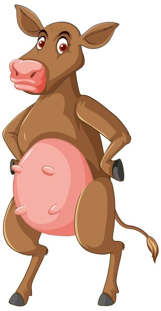 Vaca lechera de pie sobre dos piernas personaje de dibujos animados