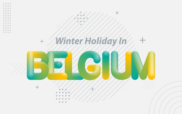 Vector gratuito vacaciones de invierno en bélgica tipografía creativa con efecto de mezcla 3d ilustración vectorial