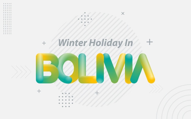 Vector gratuito vacaciones de invierno en bolivia tipografía creativa con efecto de mezcla 3d ilustración vectorial