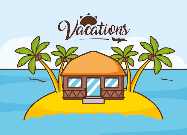 Vector gratuito vacaciones en la playa