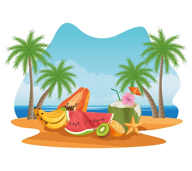 Vacaciones de verano y dibujos animados de playa. | Vector Gratis