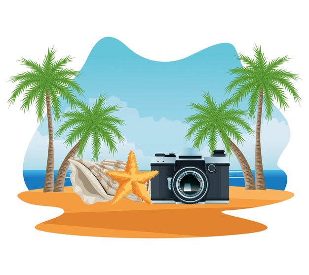 Vacaciones de verano y dibujos animados de playa.