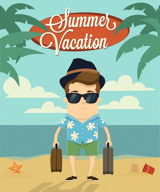 Vector gratuito vacaciones de verano con diseño de personaje