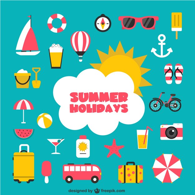 Vacaciones de verano iconos
