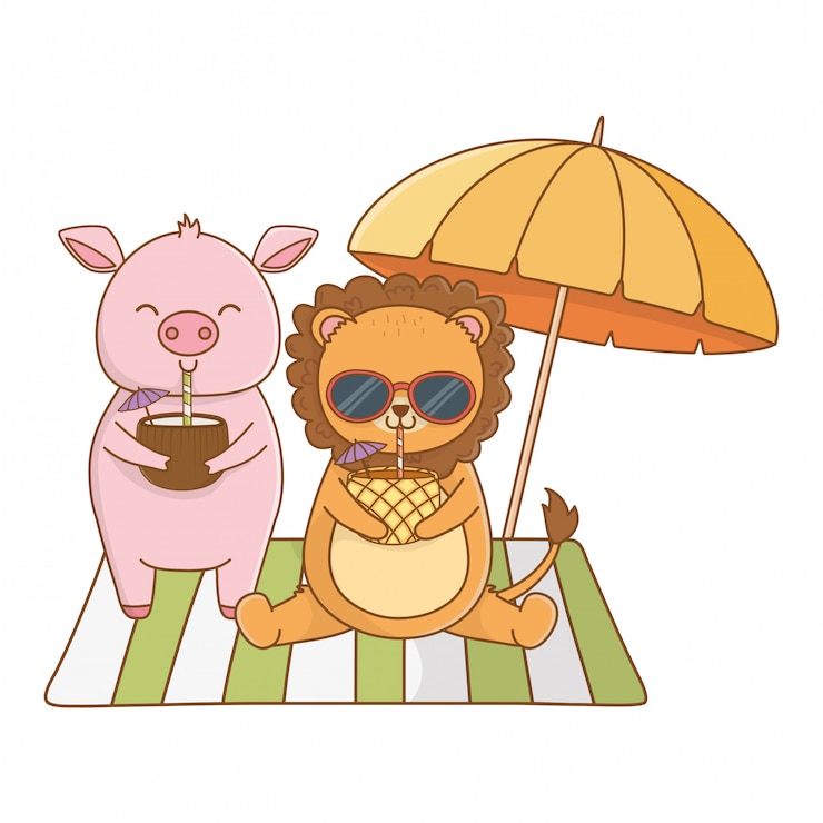 Vector gratuito vacaciones de verano relajarse dibujos animados