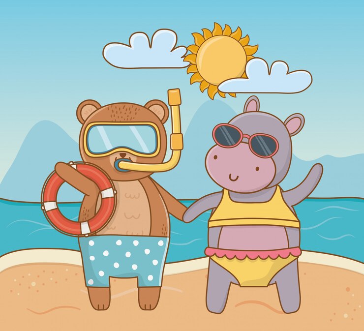 Vector gratuito vacaciones de verano relajarse dibujos animados