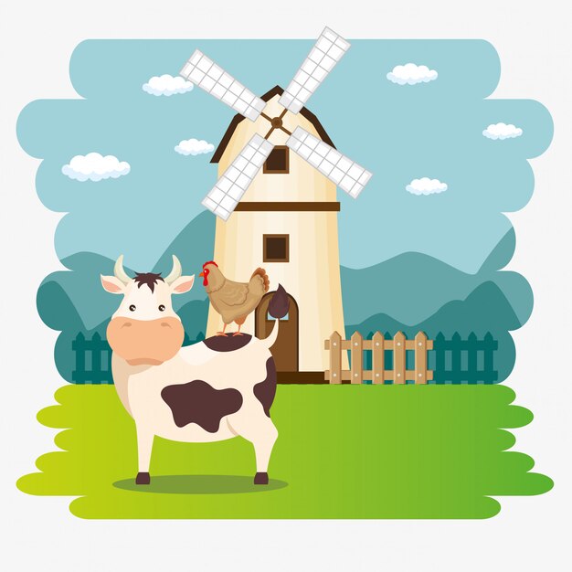 vacas en la escena de la granja