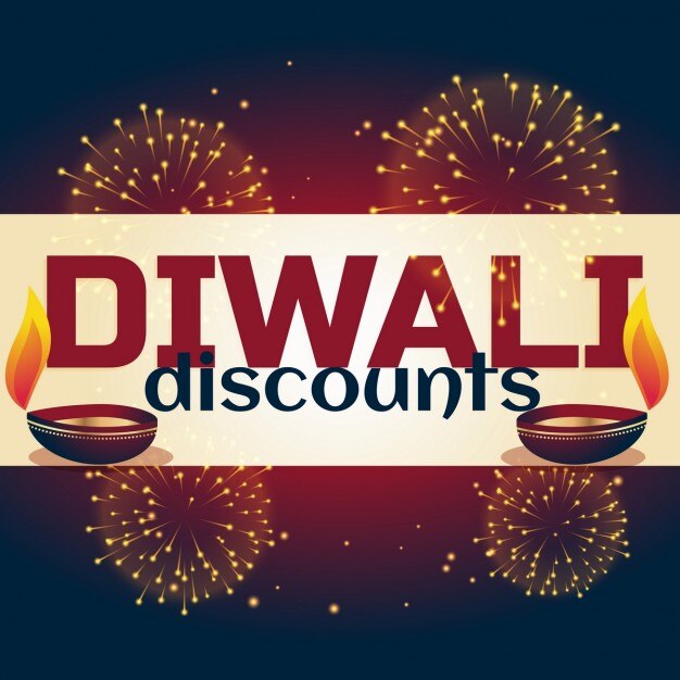 Vale descuento decorado con luces para diwali 