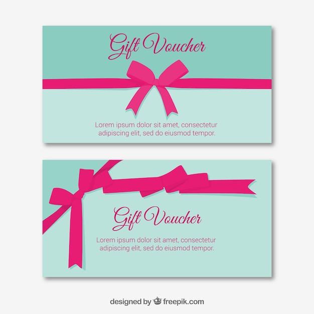 Vector gratuito vale de regalo con cinta decorativa rosa